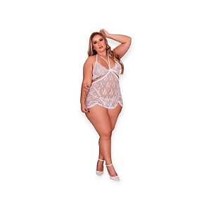 Camisola Plus Size em Renda com Abertura nas Costas - Segredo da Paixão