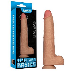 Pênis 28,3cm x 5,5cm com 10 Modos de Vibração 11'' Vibrating Power Basics Cock - Lovetoy