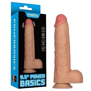 Pênis 23,6cm x 5,1cm com 10 Modos de Vibração 9.5'' Vibrating Power Basics Cock - Lovetoy