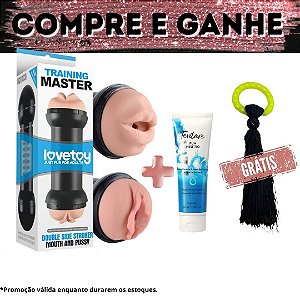 Compre Masturbador Duplo Training Master + Lubrificante Vegano Tentare Fun e Ganhe Anel Peniano Pearl Cock Ring