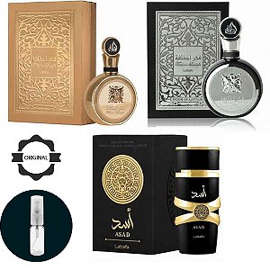 COMBO HOMEM CHEIROSO FAKHAR GOLD+ FAKHAR BLACK + ASAD 3X5ML