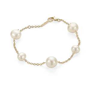 Pulseira de ouro amarelo 18K com pérolas -3 gramas