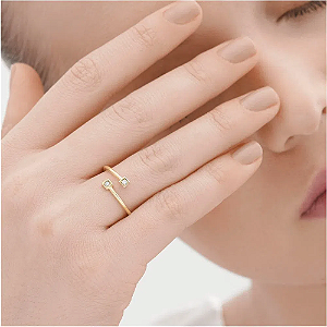 Anel de ouro amarelo 18K com diamantes - Quadrados 3g