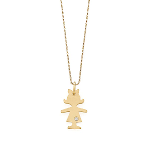 Pingente de ouro amarelo 18K com diamante - Menina 1,5 grama