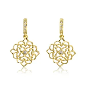Brinco em Semijoia - Flor com zircônia