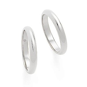 Aliança de ouro branco 18K - Média - Alianças Meia Cana  8g