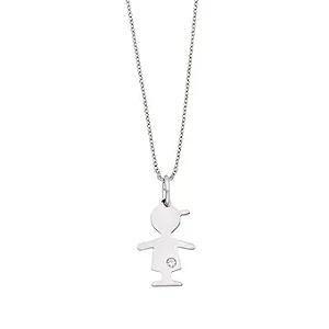 Pingente de ouro branco 18K com diamante - Menino  1,5 grama