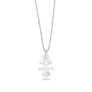 Pingente de ouro branco 18K com diamante - Menina  1,5 grama