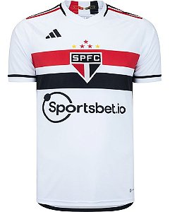 Camiseta São Paulo I 23/24 s/n° Torcedor Adidas Masculina - Branco+Vermelho