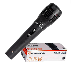 Microfone com fio Dinâmico Hayonik Super cardióide MDH-102 Preto P10 3MT