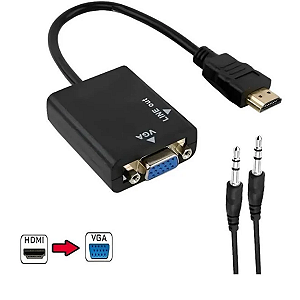 Mini Adaptador Conversor para Espelhar Hdmi para Vga Transmite Áudio e Vídeo