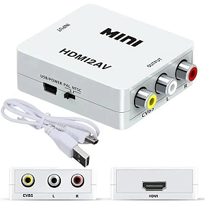 Adaptador Conversor Hdmi para AV Rca 1080p Hdmi2av Áudio e Vídeo