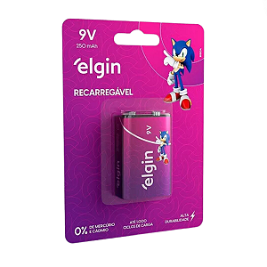 Bateria Recarregável Elgin 9V 250 mAh Cartela