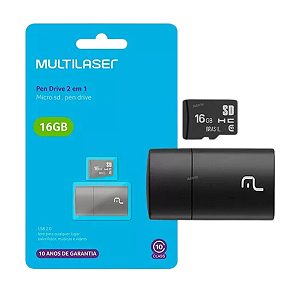 Adaptador Pendrive Usb + Cartão De Memória 16gb Clas10 Mc162
