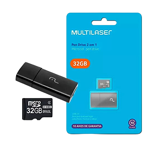 Adaptador Pendrive Usb + Cartão De Memória 32gb Clas10 Mc163