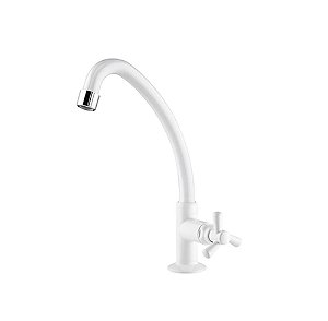 Torneira de Pia Mesa Bica Alta Móvel para Cozinha Pacific Branco - Viqua