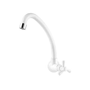 Torneira de Pia Parede Bica Alta para Cozinha Pacific Branco - Viqua