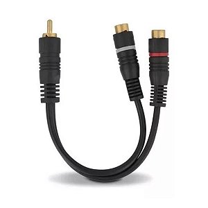 Cabo Y 1 Rca Macho x 2 Fêmea Preto 5mm 20cm Emborrachado