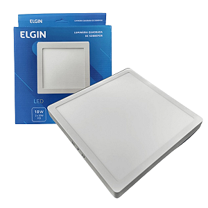 Luminária Led De Sobrepor Quadrado 18w 6500k Branco Frio Elgin