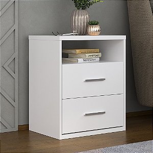 Mesa de Cabeceira 2 Gavetas Branco Foscarini