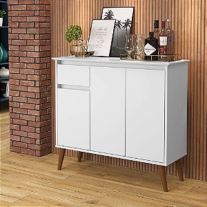 Aparador Buffet 3 Portas 1 Gaveta Veneza Branco - EJ Moveis