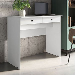 Mesa Escrivaninha 2 Gavetas Branco - EJ Moveis