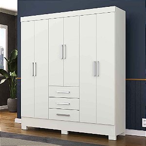 Guarda Roupa Fortaleza 6 Portas 3 Gavetas Branco - Rodial