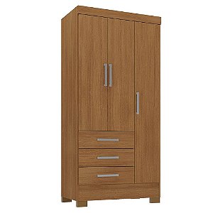 Guarda Roupa Solteiro Palmas 3 Portas 3 Gavetas Cinamomo - Rodial