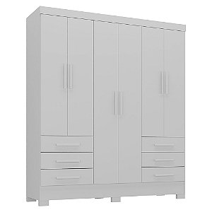 Guarda Roupa Casal Paris 6 Portas 6 Gavetas Branco - Rodial