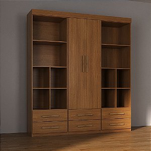 Conjunto de Armários Genius 2 Portas 6 Gavetas Cinamomo - Moville