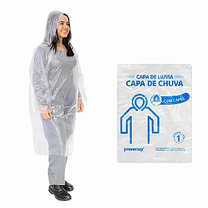Capa de Chuva Descartável Transparente Kit C/10 | Prevemax