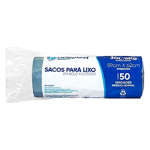 Saco para Lixo 30 Litros Azul Rolo C/50 | Orleplast