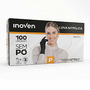 Luva Nitrílica Preta Sem Pó - C/100un | Inoven