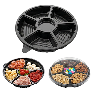 Bandeja G550 5 Div Mix Petiscos 1000ml Preta - C/10un | Galvanotek