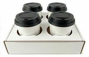 Caixa Porta Copos Branca para 4 Copos - 10un | Zeki