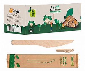 Faca de Madeira 16,5cm Embalada Eco - C/50un | Talge