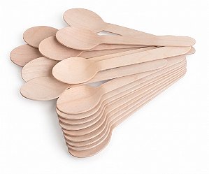 Colher de Madeira 16cm Ecológica - C/50un | Yoss