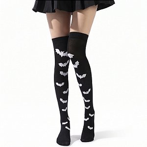 Meia Longa 7/8 Estampada Morcegos | Modamix