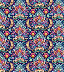 Estampa ISIS – Mandalas Florais com Lótus e Paisleys | Tecido Tricoline Digital 100% Algodão (0,50x1,50m)