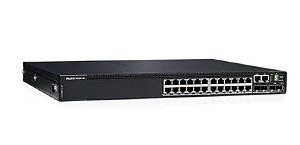 Swtch Dell N3224T-ON - 24 Portas Rj45 1GE + 4 SFP+ 10GE + QSFP28 100 GE , Layer 3 Lite, 1xAC PSU, IO/PS, OS6