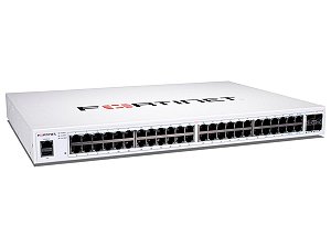 FS-148F-POE - Fortinet FortiSwitch 148F-POE Layer 2 48 Portas GbE POE 370W + 4 portas SFP+ 10 GbE + Licença Forticare de 36 meses