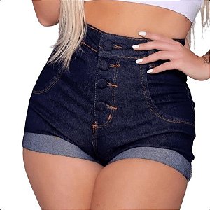 Short Jeans Feminino Cintura Alta Desfiado