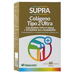 Supra Colágeno Tipo 2 Ultra - 40mg 60 Cápsulas - Herbamed + vitaminas D3 e magnésio