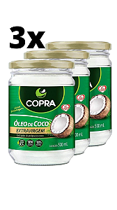 Kit 3x Óleo De Coco extra virgem 500ml Copra