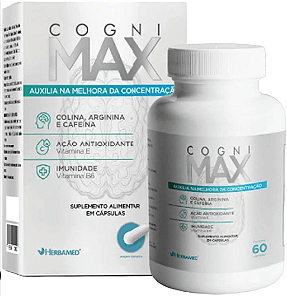 Cogni Max ( Colina, Arginina, Cafeína, Vitamina E e Vitamina B6 ) 60 Caps