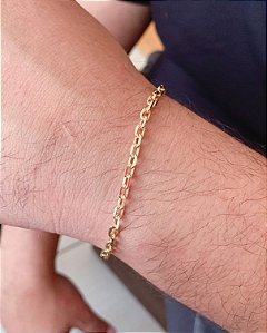 Pulseira Banhada a Ouro Corrente Masculina 21,5cm x 3mm
