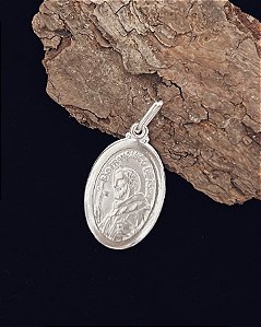 Pingente Medalha de São Francisco de Assis Oval 2,5x1,5cm - Prata 925