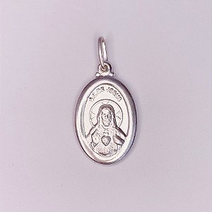 Pingente de Prata Medalha S. C. de Jesus Oval 2,5x1,5cm