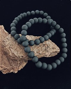 Pulseira de Bolinha Emborrachada Preta 18cm