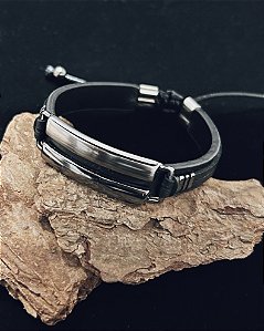 Pulseira H Liso 1cm Ajustável - Couro